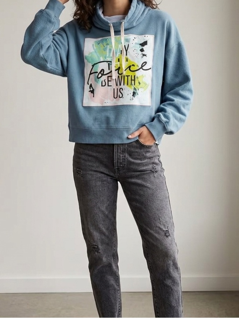 Disney Parks Star Wars High Neck Cowl Pullover Sweatshirt Size Medium